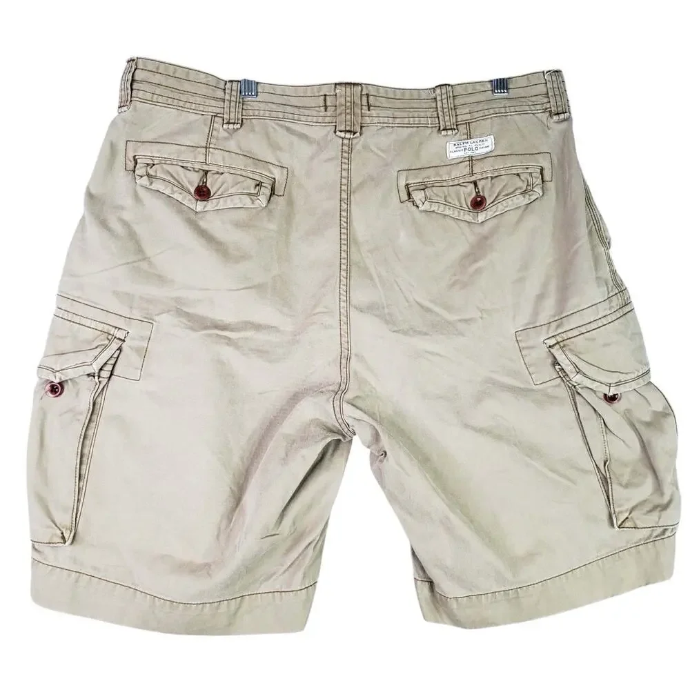 Polo Ralph Lauren Cargo Shorts Men's Size 38 Beige Khaki Cotton Pockets